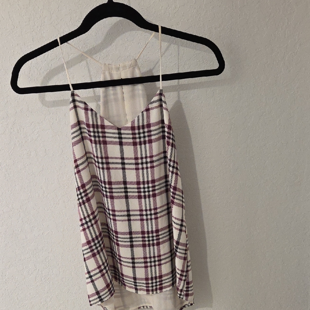 Express Cream and Maroon Plaid Camisole